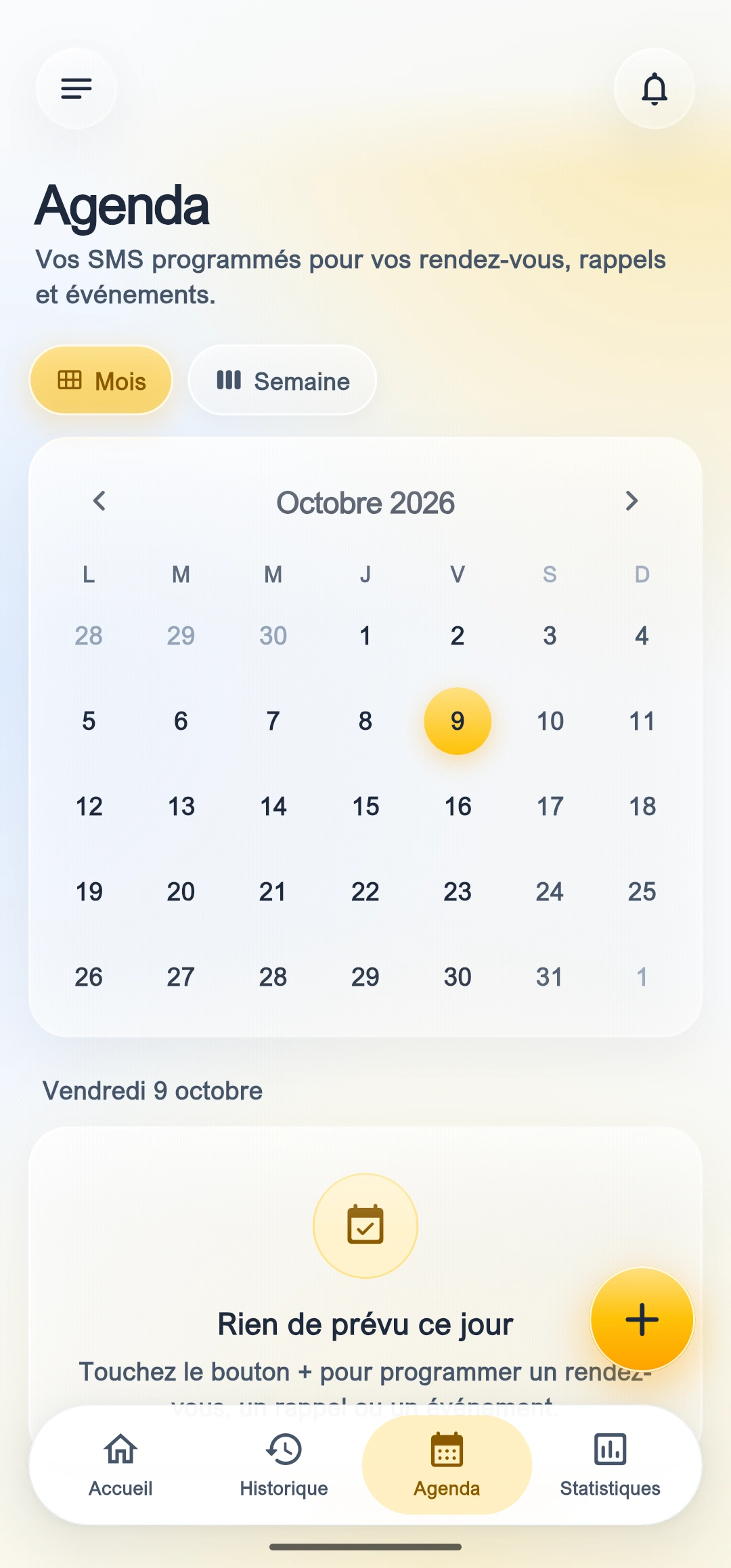 Agenda des SMS programmés