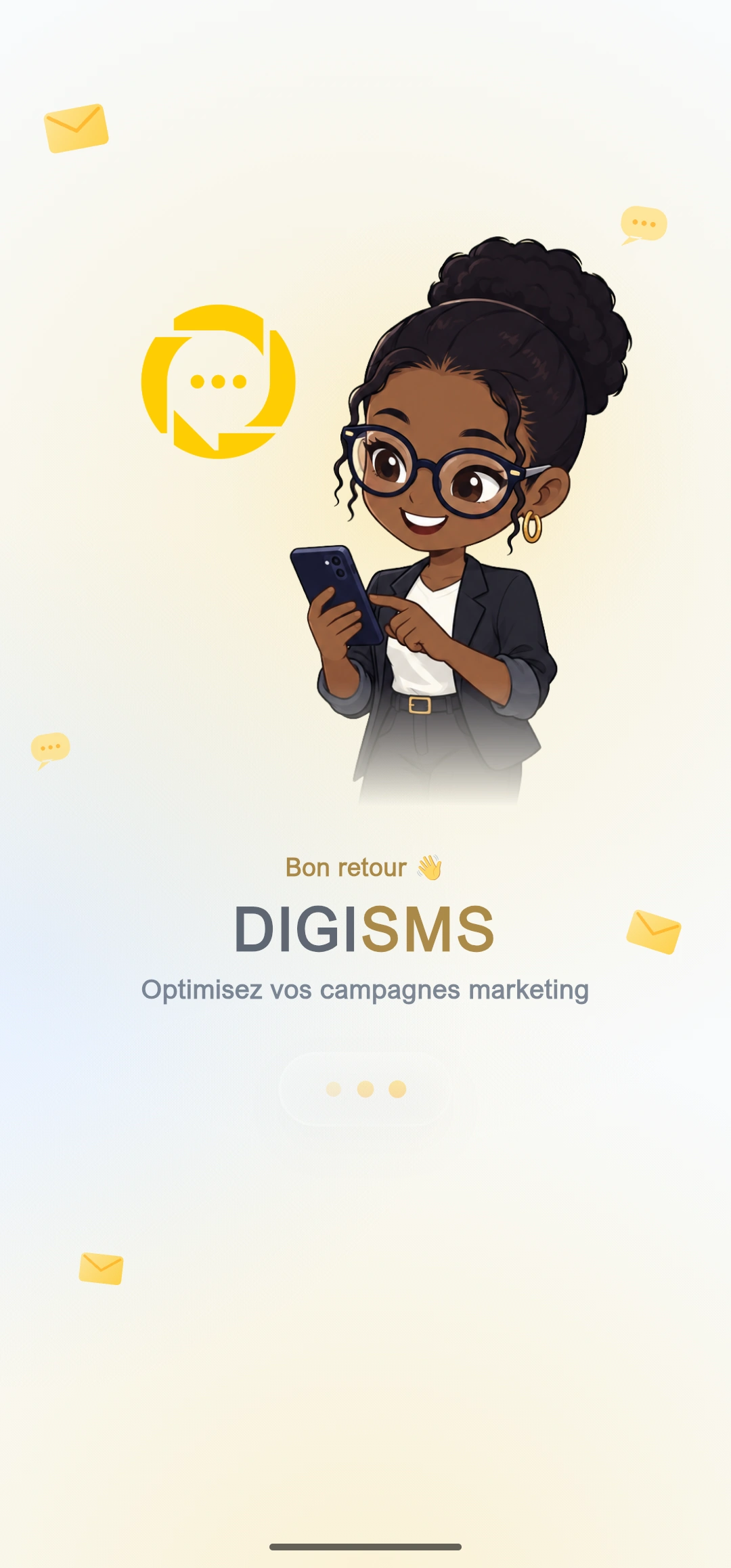 Écran d'ouverture de DigiSMS
